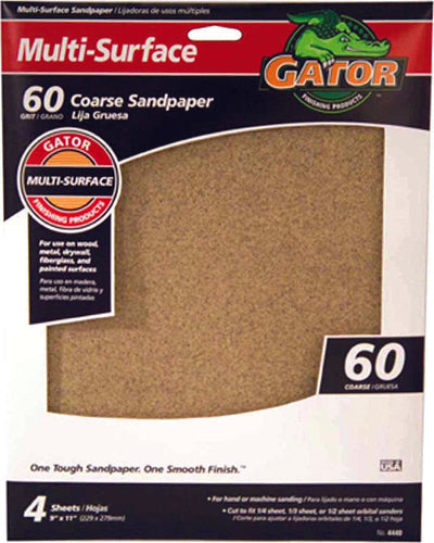 Gator's multi-purpose aluminum oxide sandpaper 60-Grit (9 X 11 60-Grit)