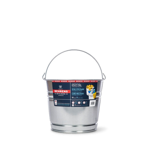 Behrens 10 Quart Galvanized Steel Pail (10.75L × 10.75W × 9.25H)