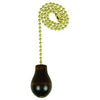 Lamp Pull Chain, Brass With Walnut Wood Knob, 12-In.