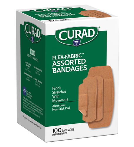 Medline Flex-Fabric Bandages, Assorted, 100 count (Assorted Size)