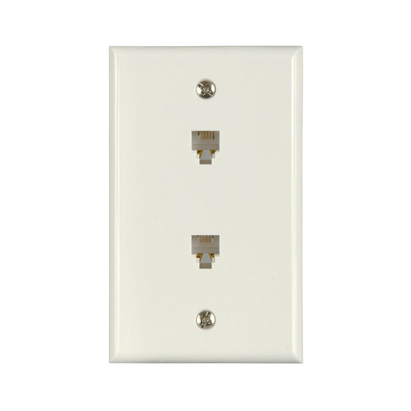 Amertac Zenith Zenith Flush Mount Dual Telephone Wallplate, White 4-1/2 in L x 2-3/4 in W (4-1/2