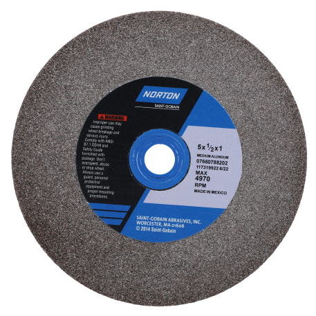 Norton Bench and Pedestal Abrasive Wheel, Type 01 Straight, Aluminum Oxide, 1 A