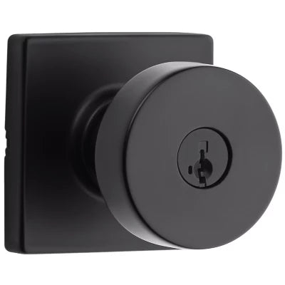 Kwikset Pismo Knob (Square) - Keyed - featuring SmartKey, Matte Black