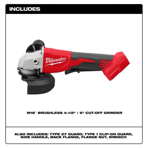 Milwaukee M18™ Brushless 4-1/2 / 5 Cut-Off Grinder, Paddle Switch